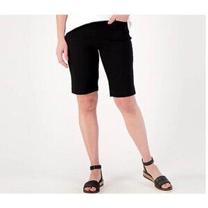 Belle by Kim Gravel Ponte Bermuda Shorts Black,Plus 26